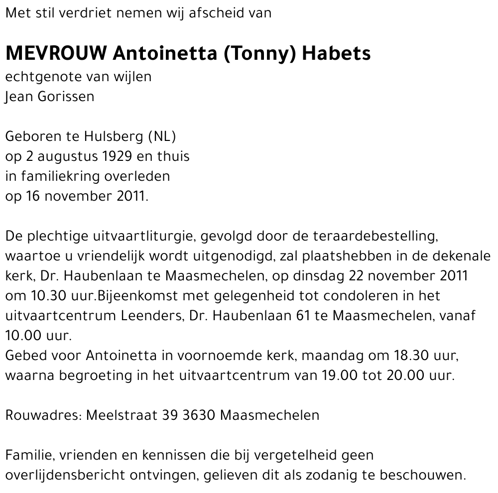 Antoinetta Habets