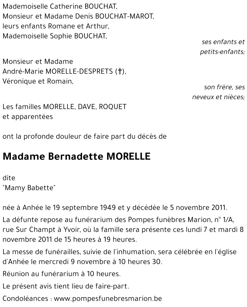 Bernadette MORELLE