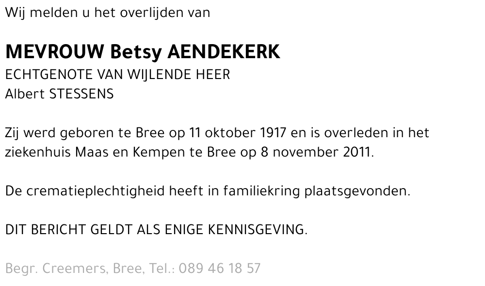 Betsy Aendekerk
