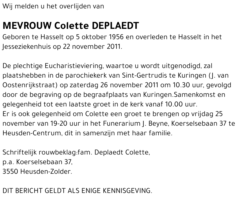 Colette Deplaedt