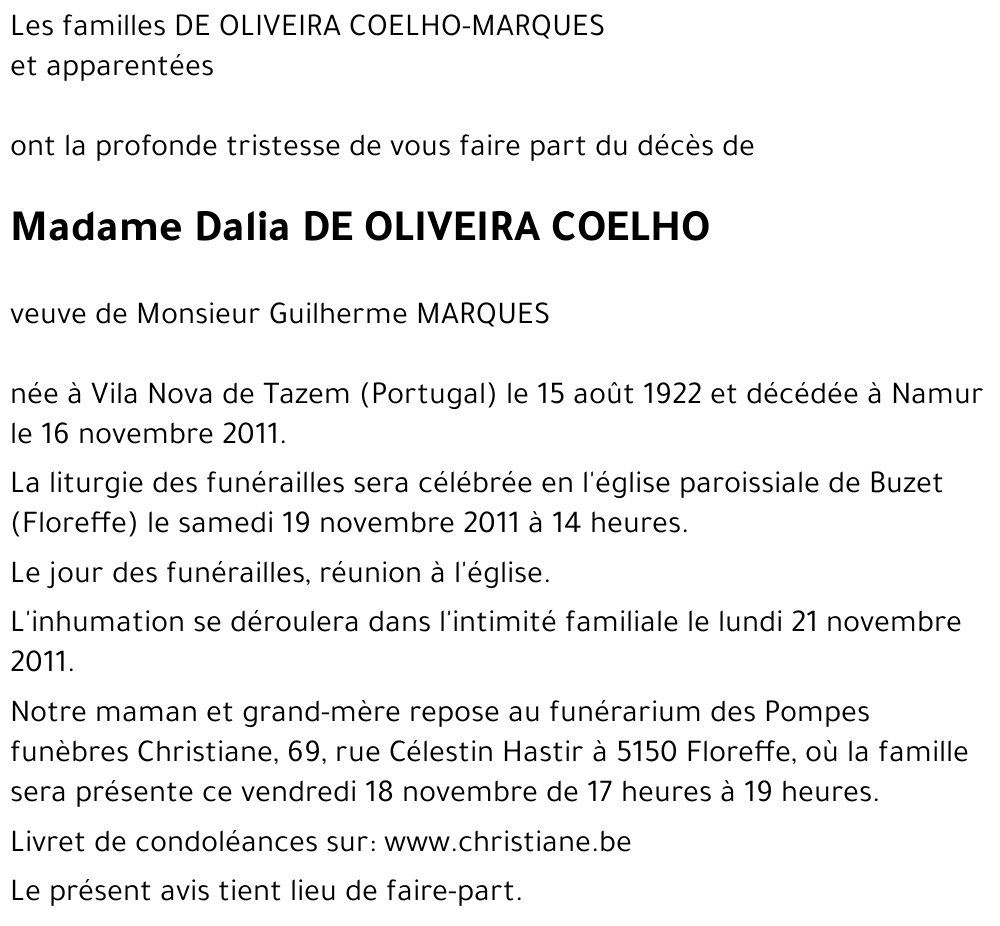 Dalia DE OLIVEIRA COELHO