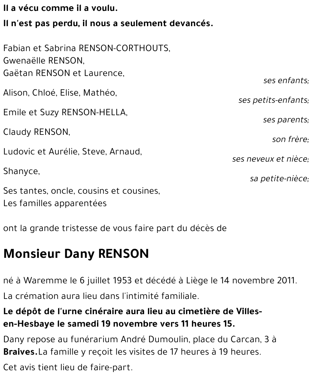 Dany RENSON