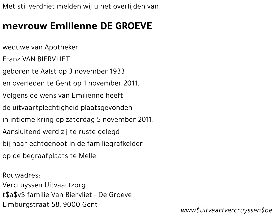 Emilienne DE GROEVE