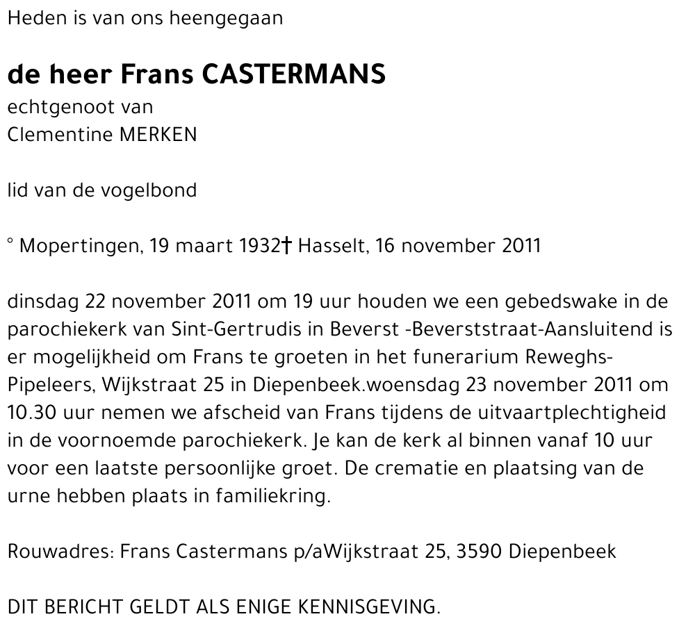 Frans CASTERMANS