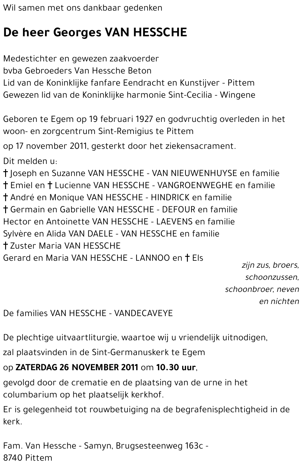 Georges VAN HESSCHE
