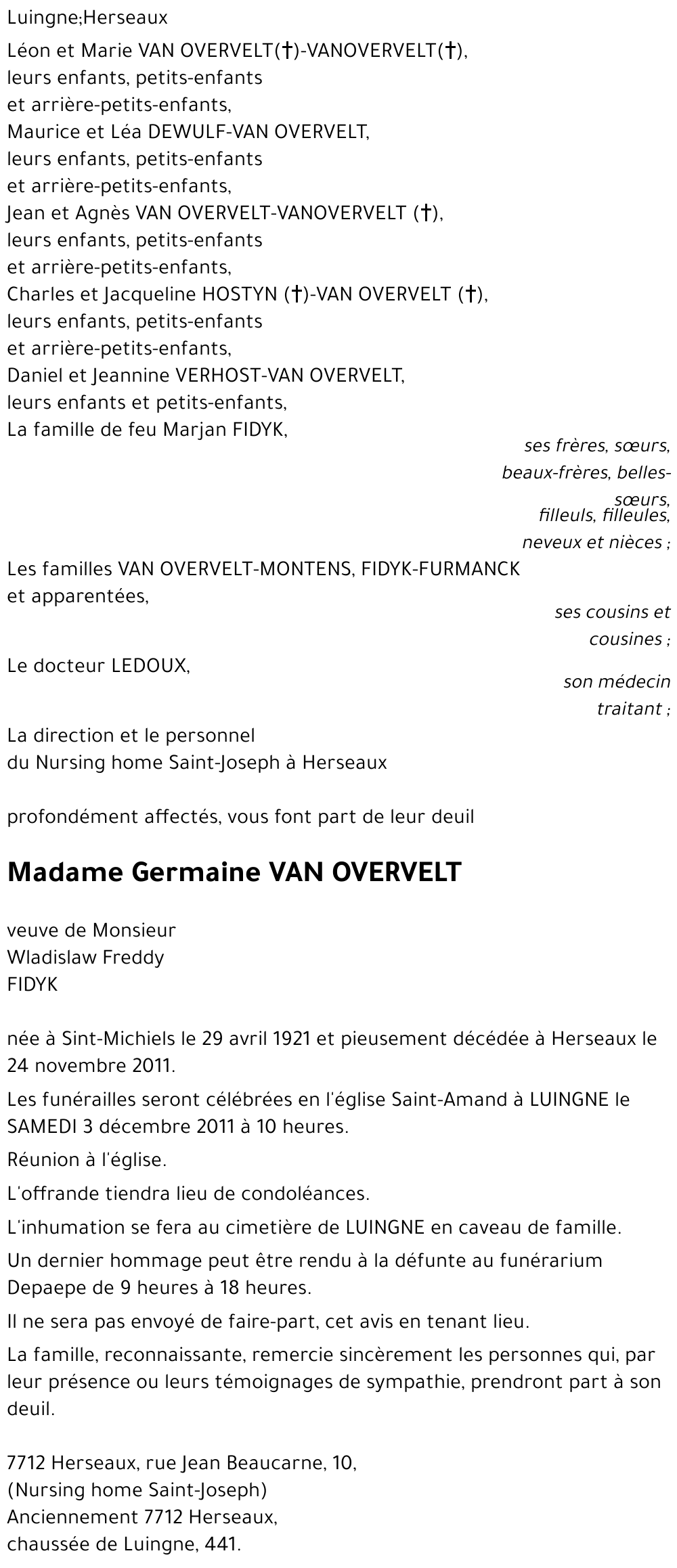 Germaine VAN OVERVELT