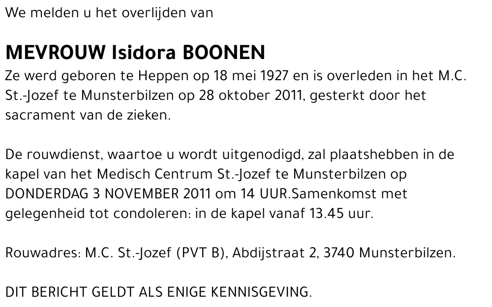 Isidora BOONEN