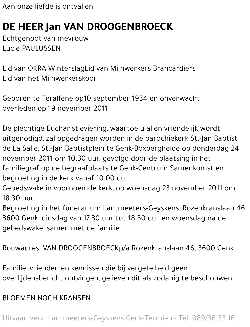 Jan VAN  DROOGENBROECK