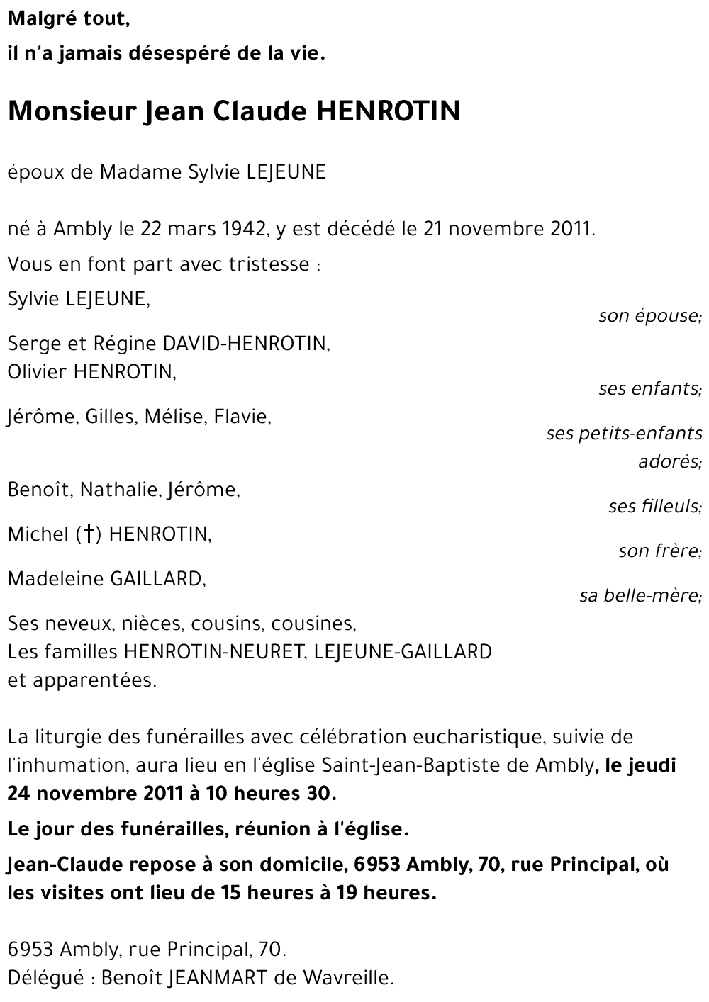 Jean Claude HENROTIN