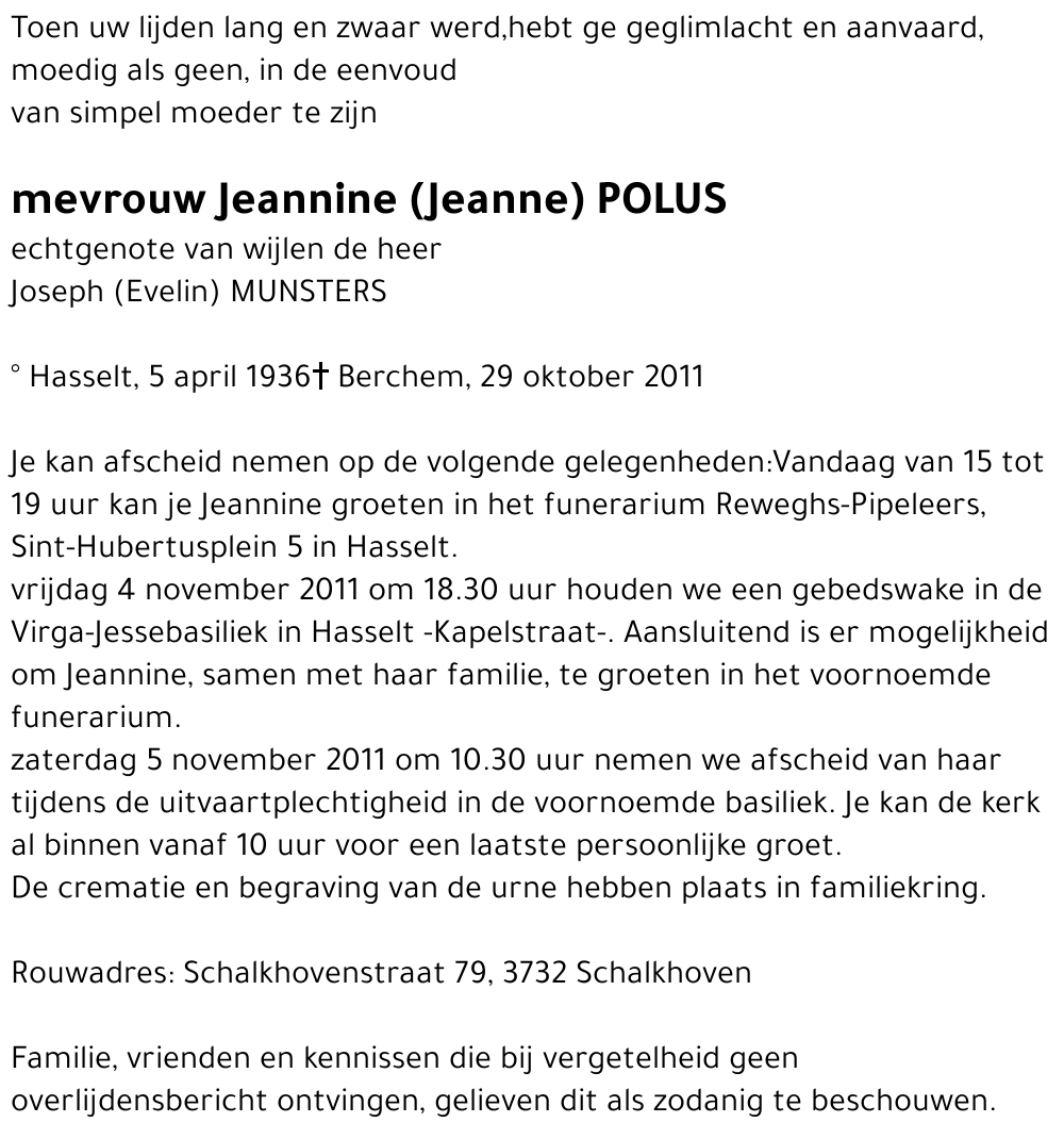 Jeannine (Jeanne) POLUS