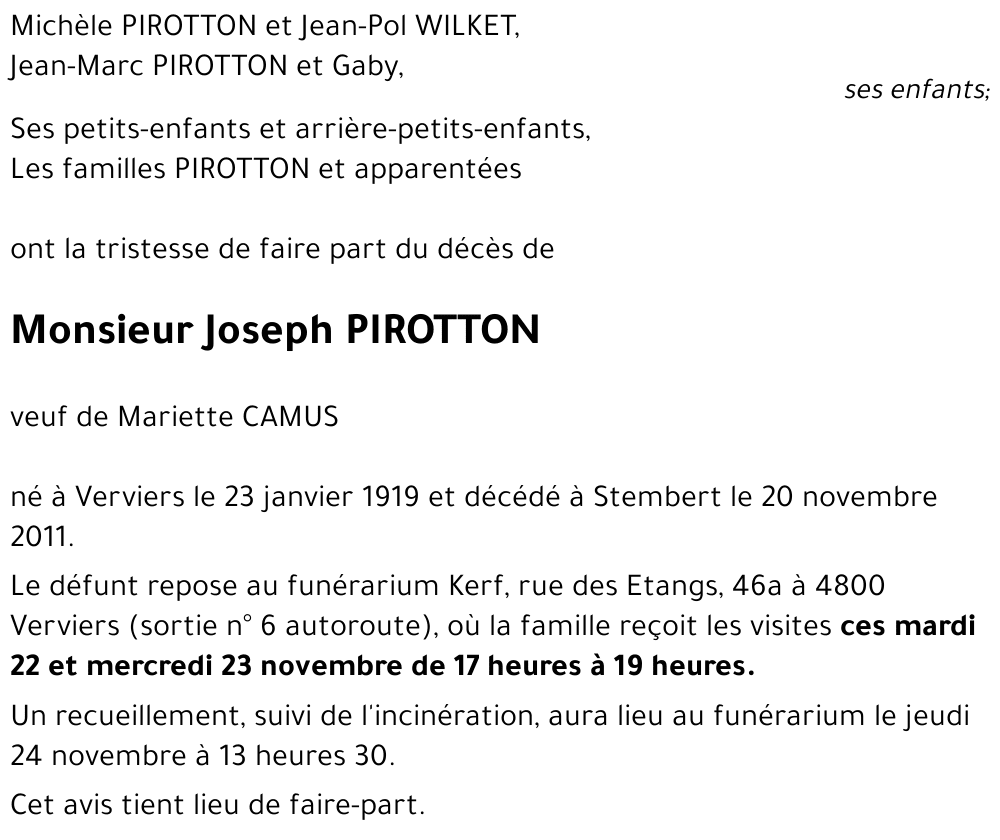Joseph PIROTTON