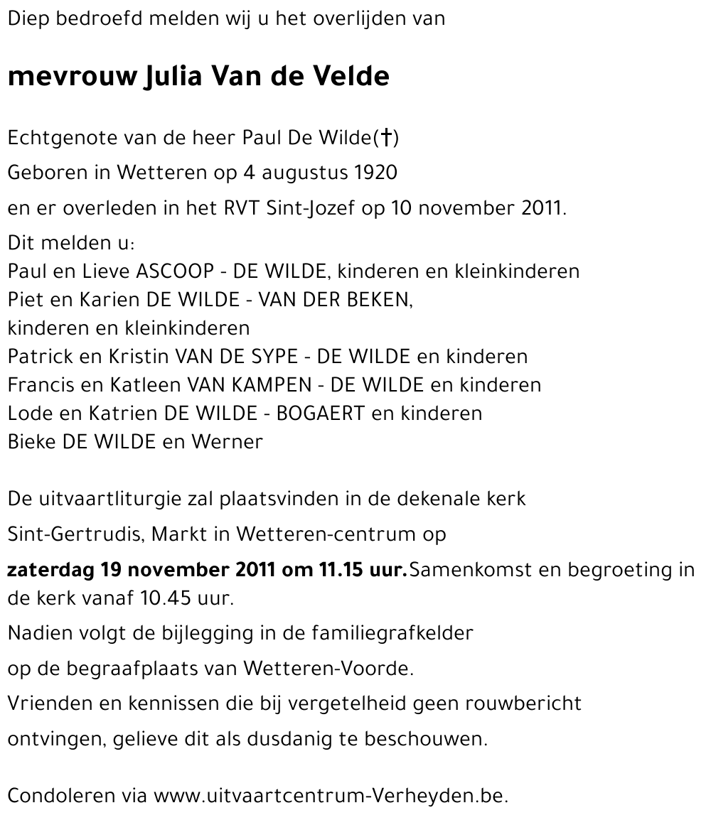 Julia Van de Velde