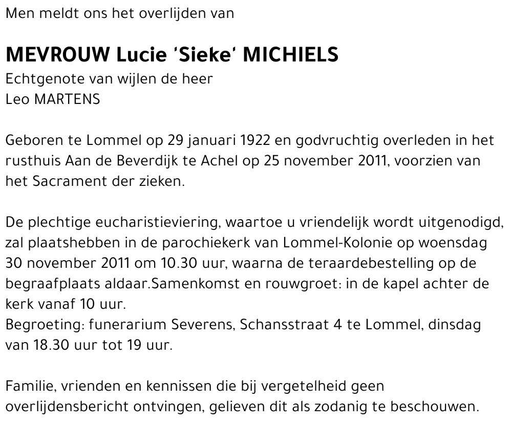Lucie 'Sieke' Michiels