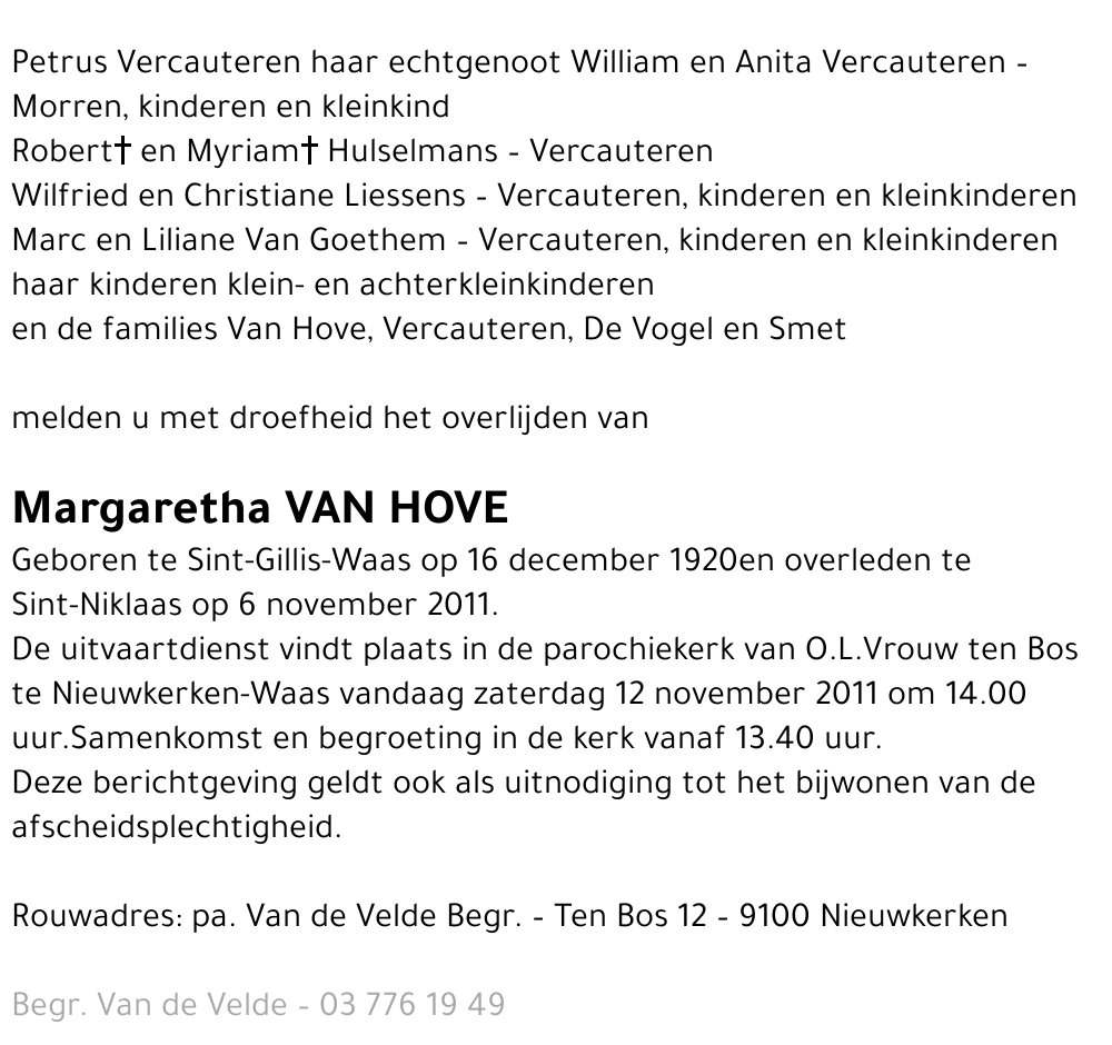 Margaretha Van Hove