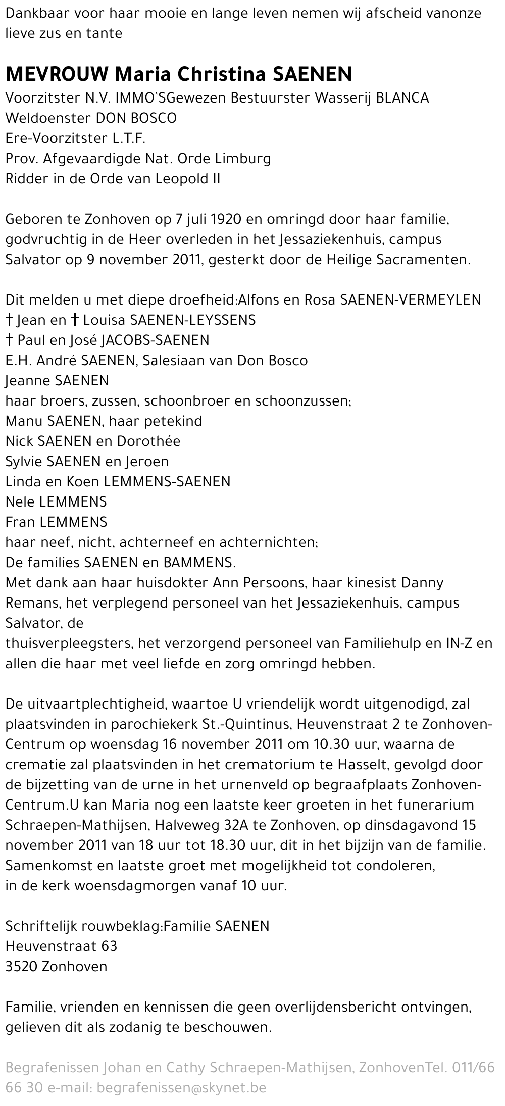 Maria Christina SAENEN