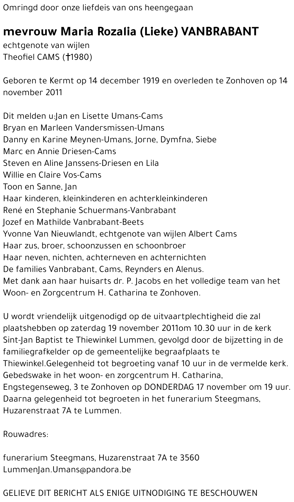 Maria Rozalia (Lieke) Vanbrabant