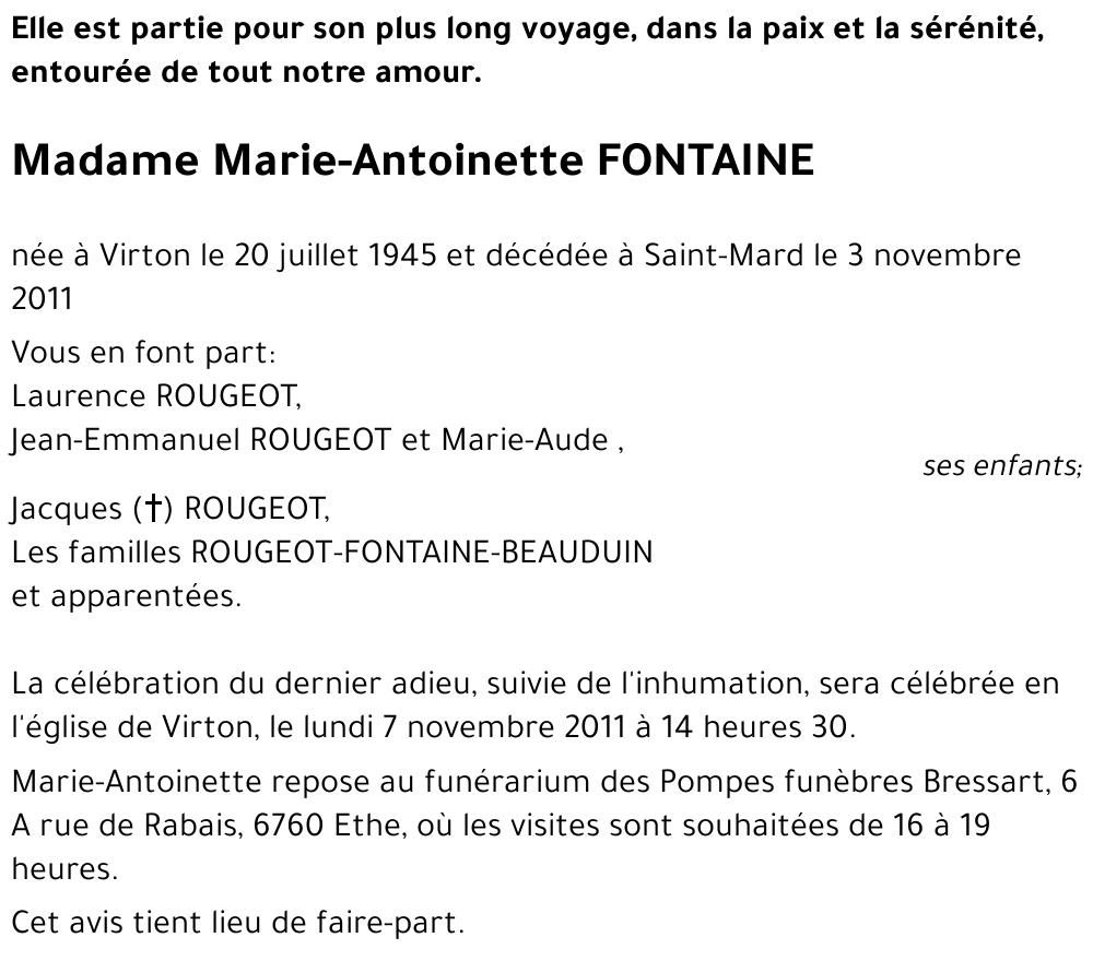 Marie-Antoinette FONTAINE