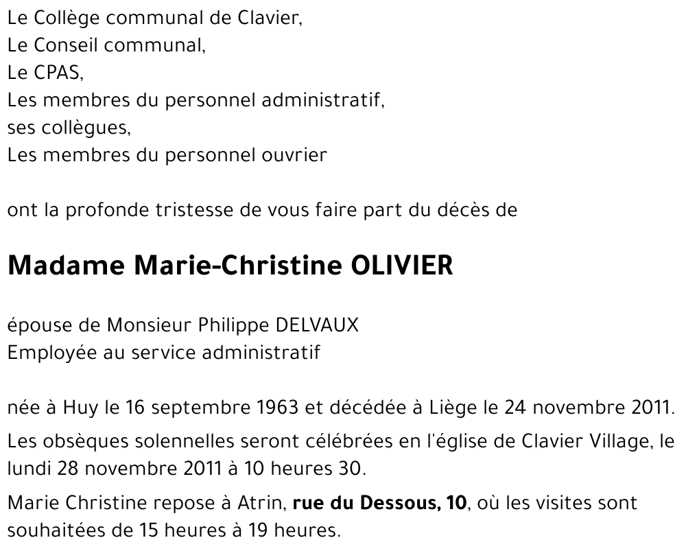 Marie-Christine OLIVIER