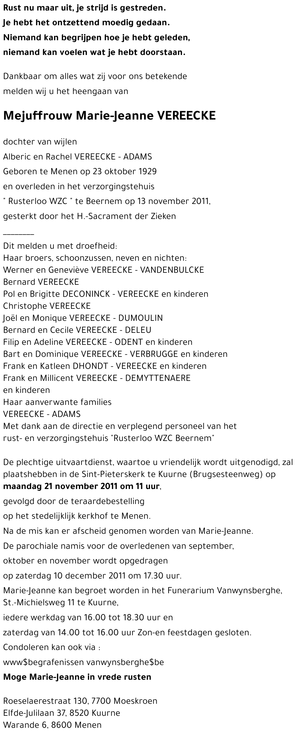 Marie-Jeanne VEREECKE