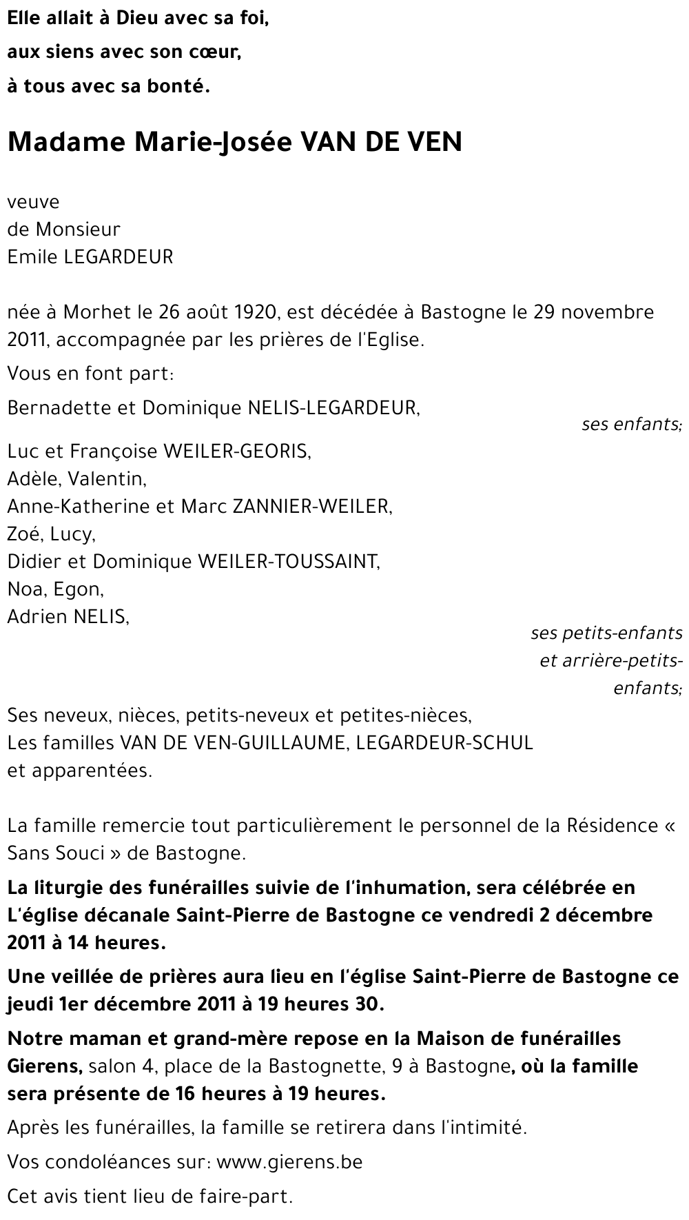 Marie-Josée VAN DE VEN