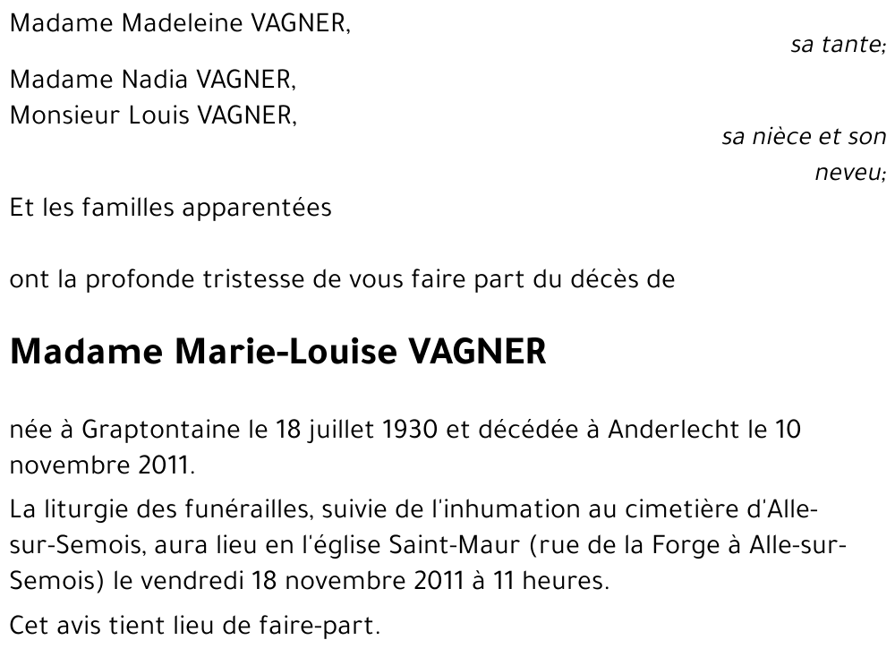 Marie-Louise VAGNER