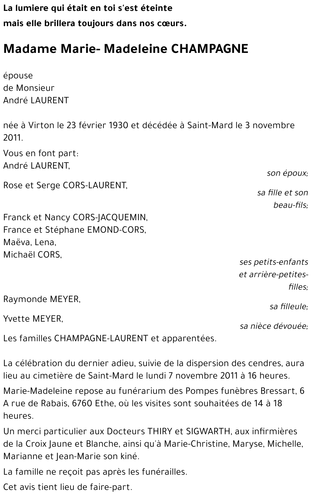 Marie-Madeleine CHAMPAGNE