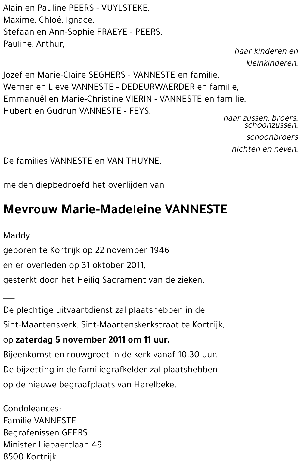 Marie-Madeleine VANNESTE