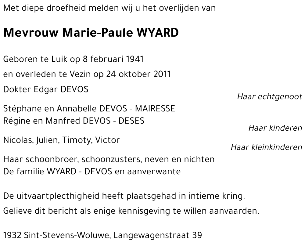 Marie-Paule WYARD