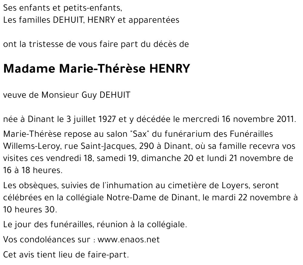 Marie-Thérèse HENRY