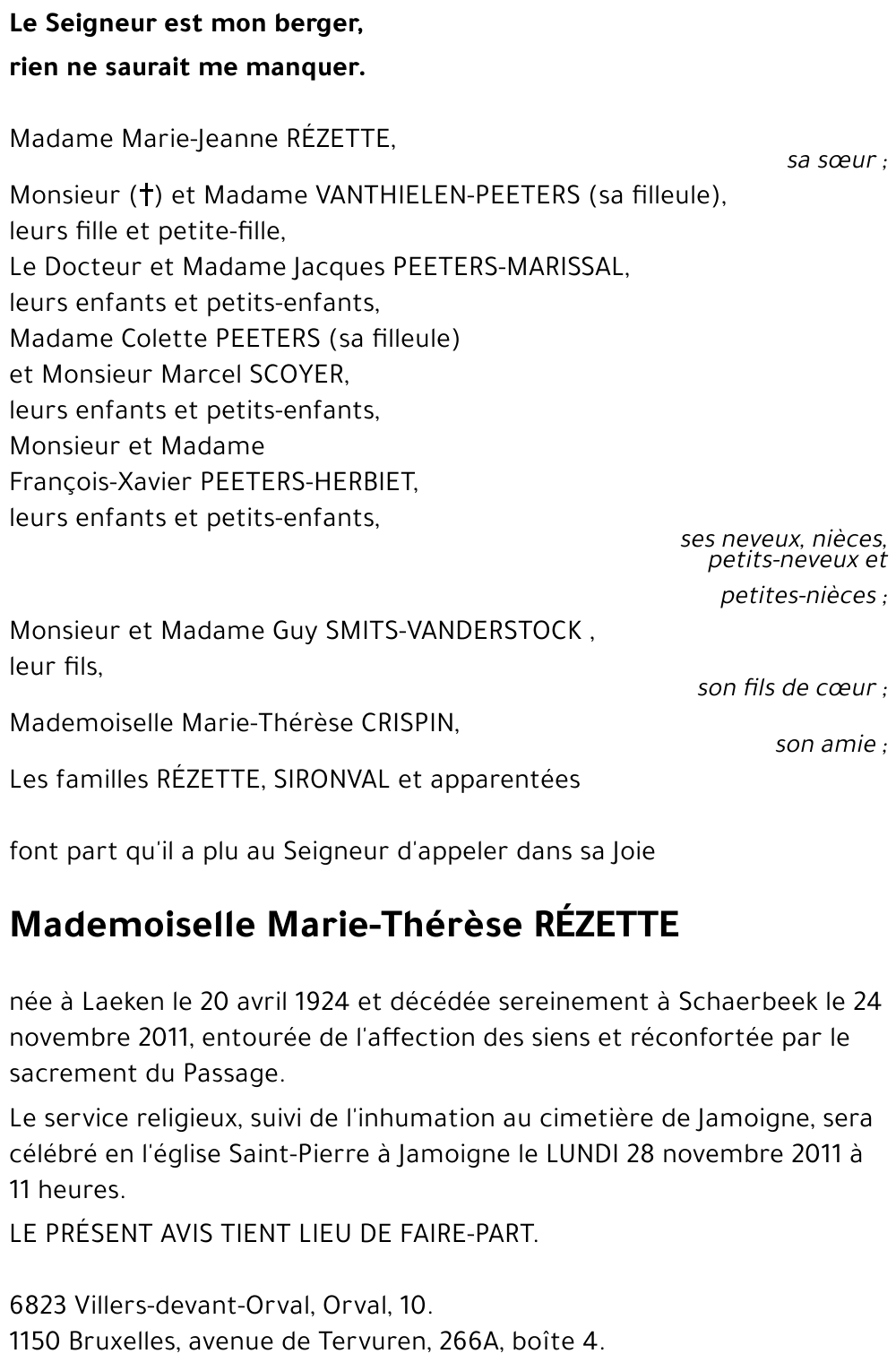 Marie-Thérèse RéZETTE