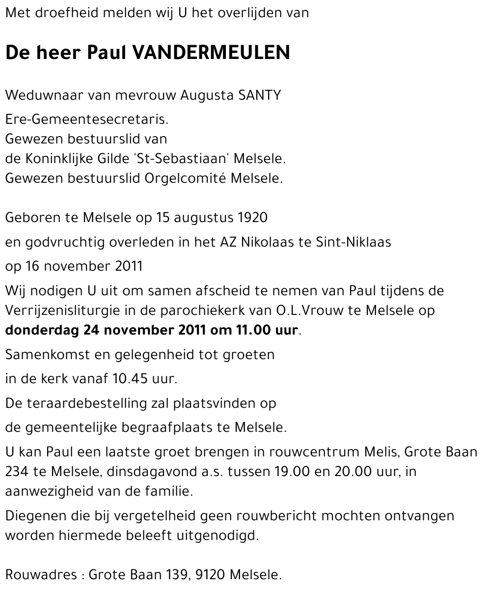 Paul VANDERMEULEN