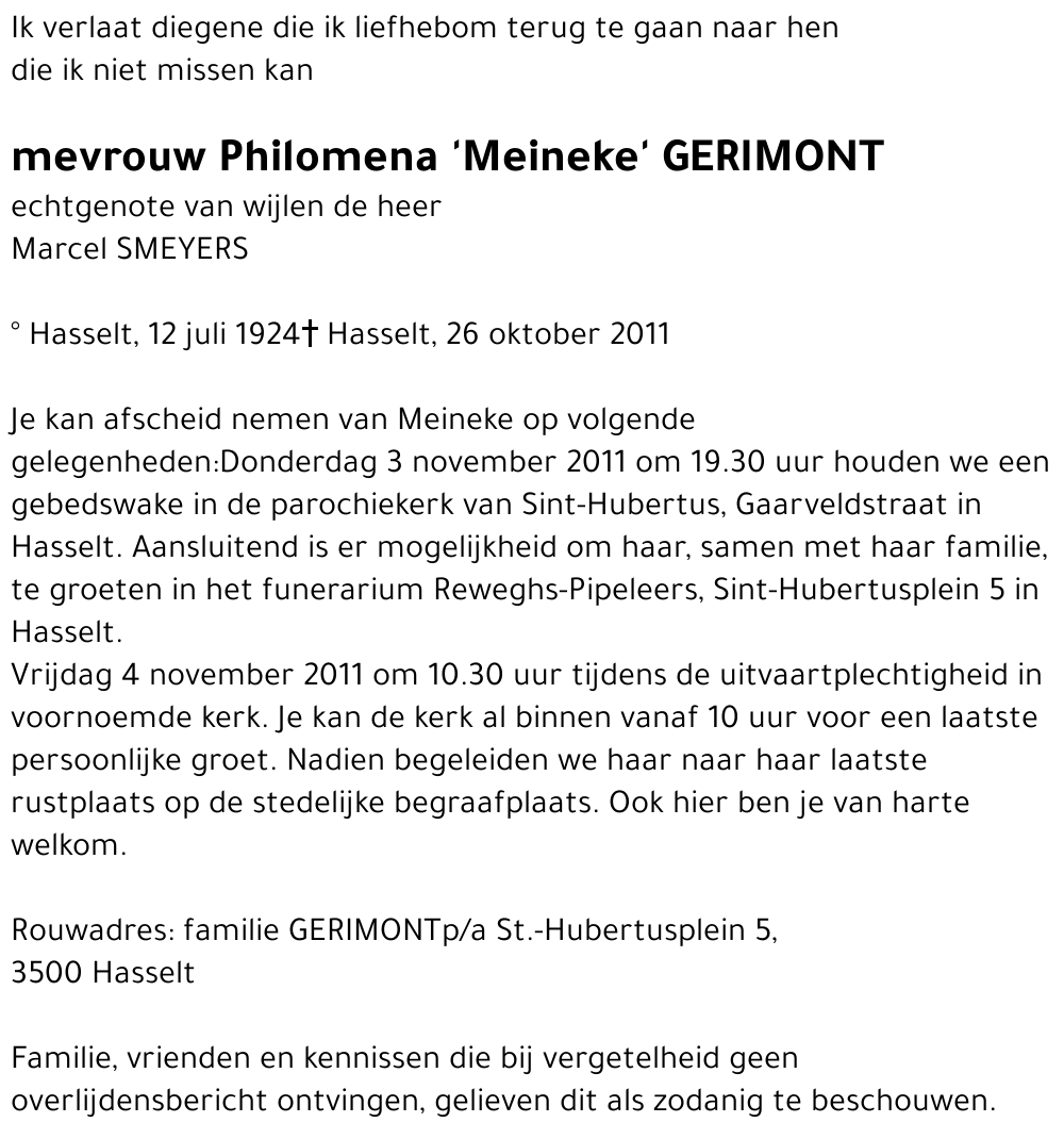 Philomena 'Meineke' GERIMONT