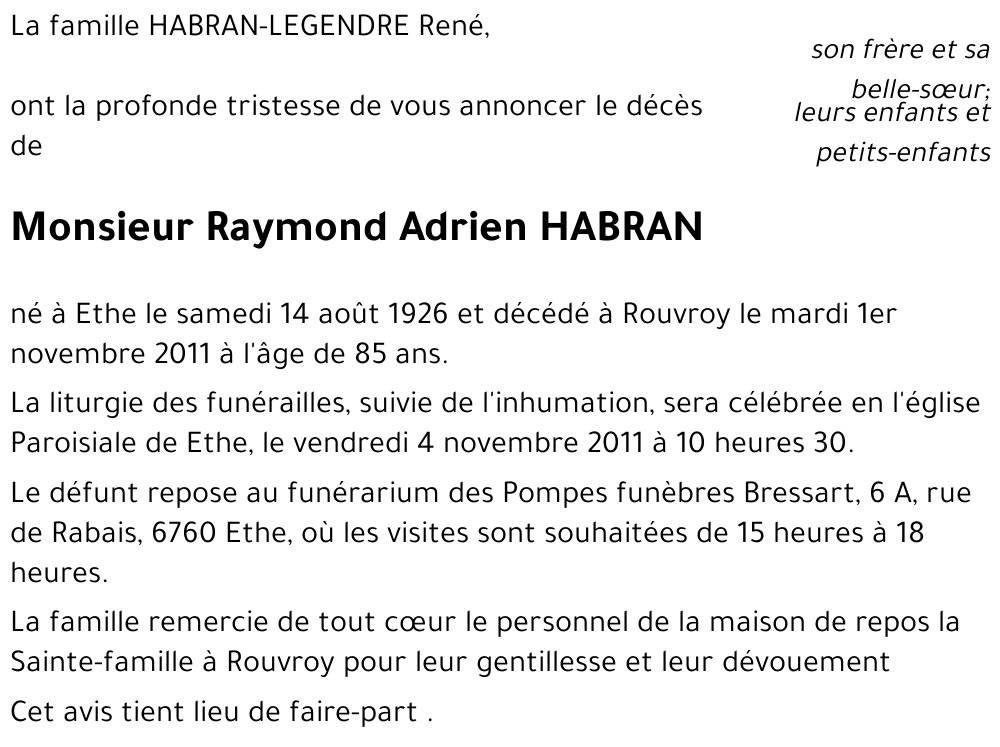 Raymond Adrien HABRAN