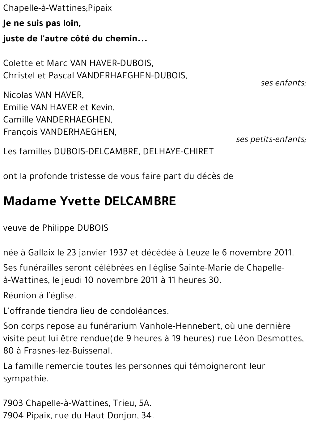 Yvette DELCAMBRE