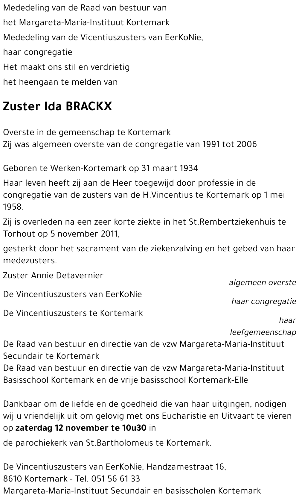 Zuster Ida BRACKX