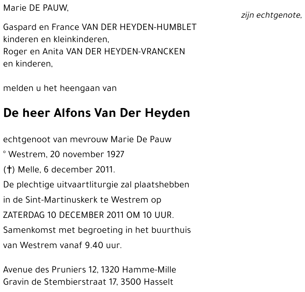 Alfons Van Der Heyden