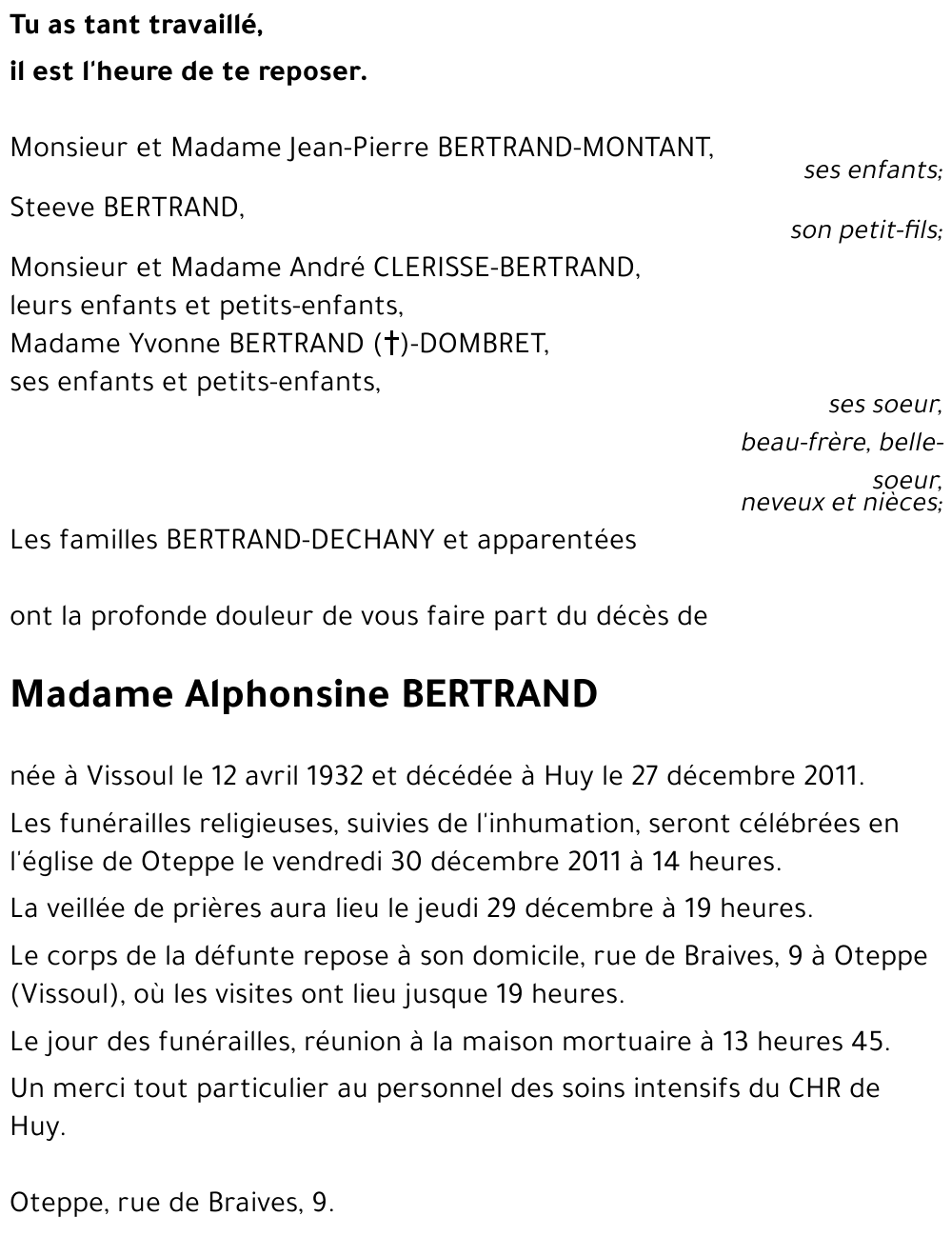 Alphonsine BERTRAND