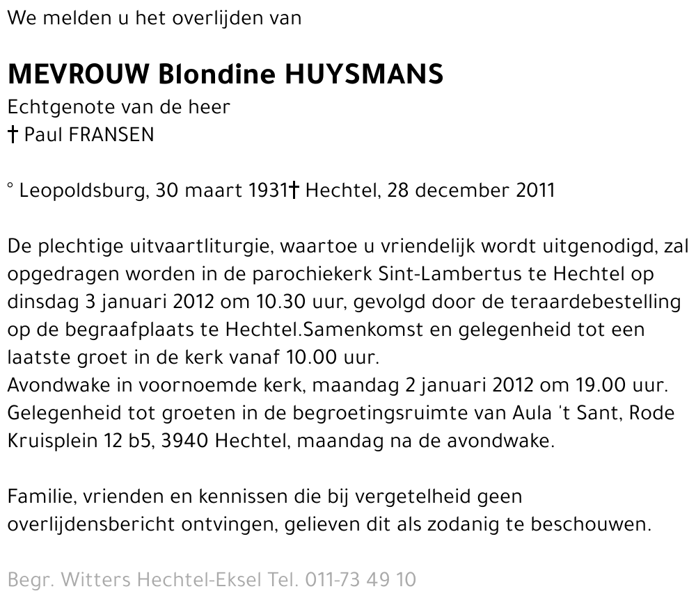Blondine Huysmans