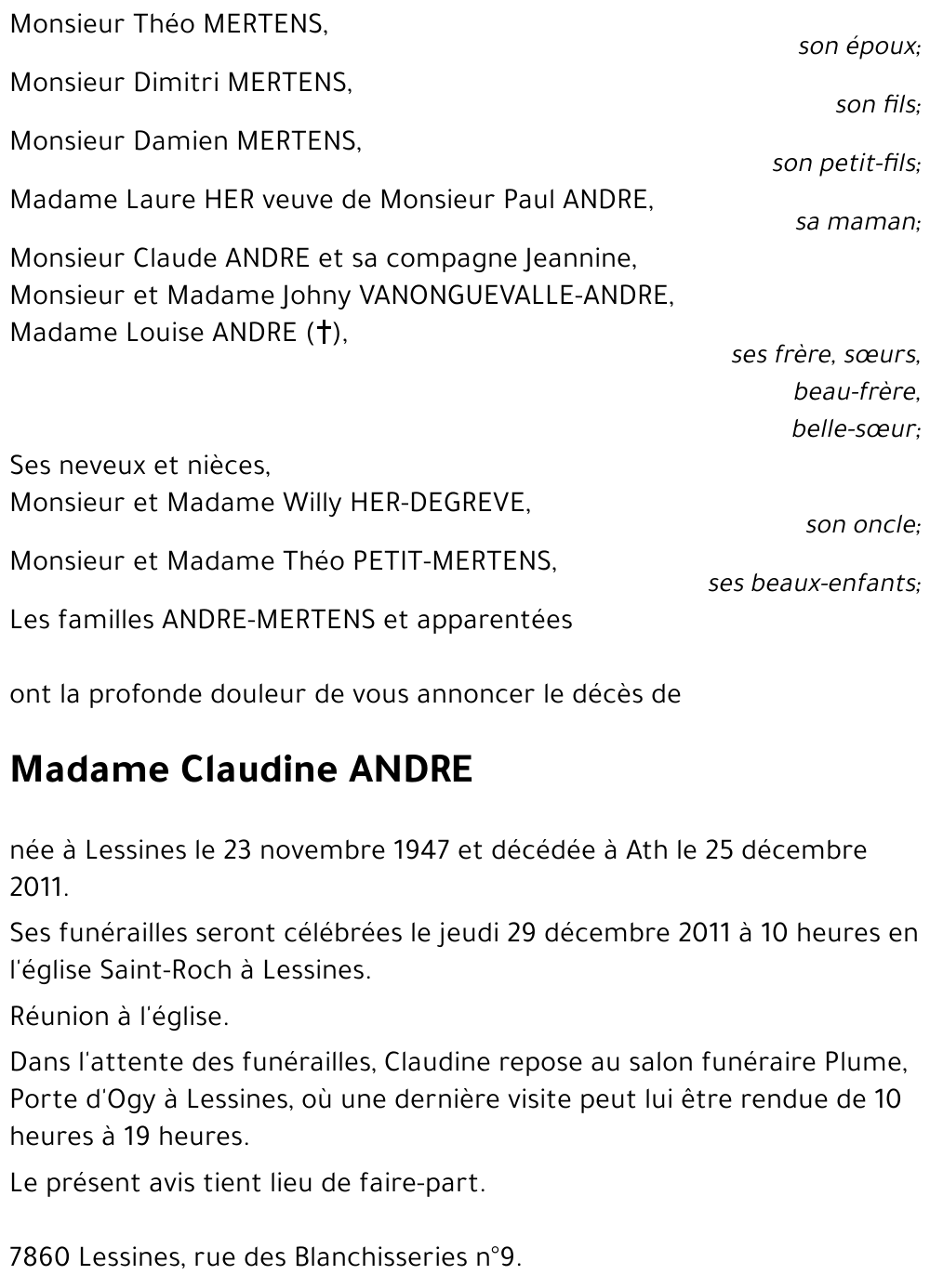 Claudine ANDRE