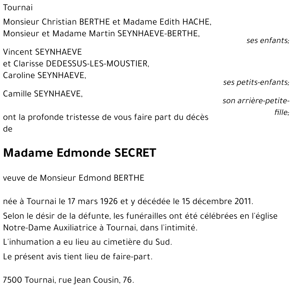 Edmonde SECRET