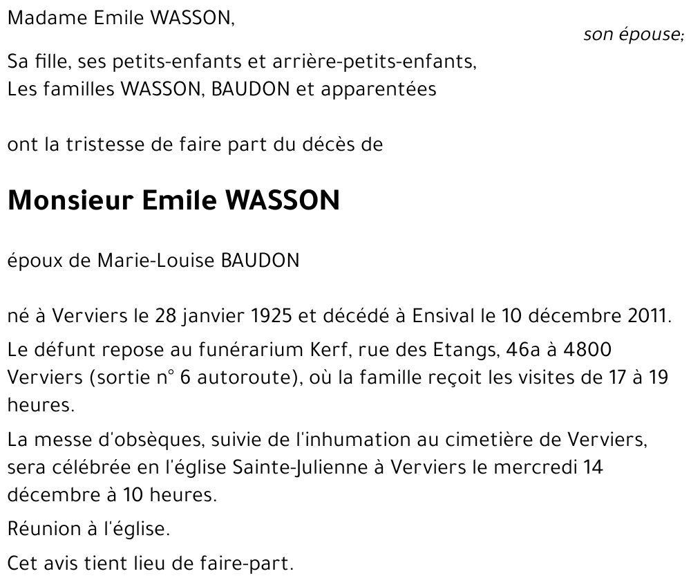Emile WASSON