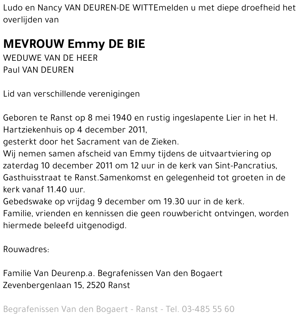 Emmy De Bie