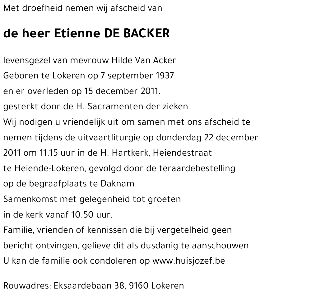 Etienne DE BACKER