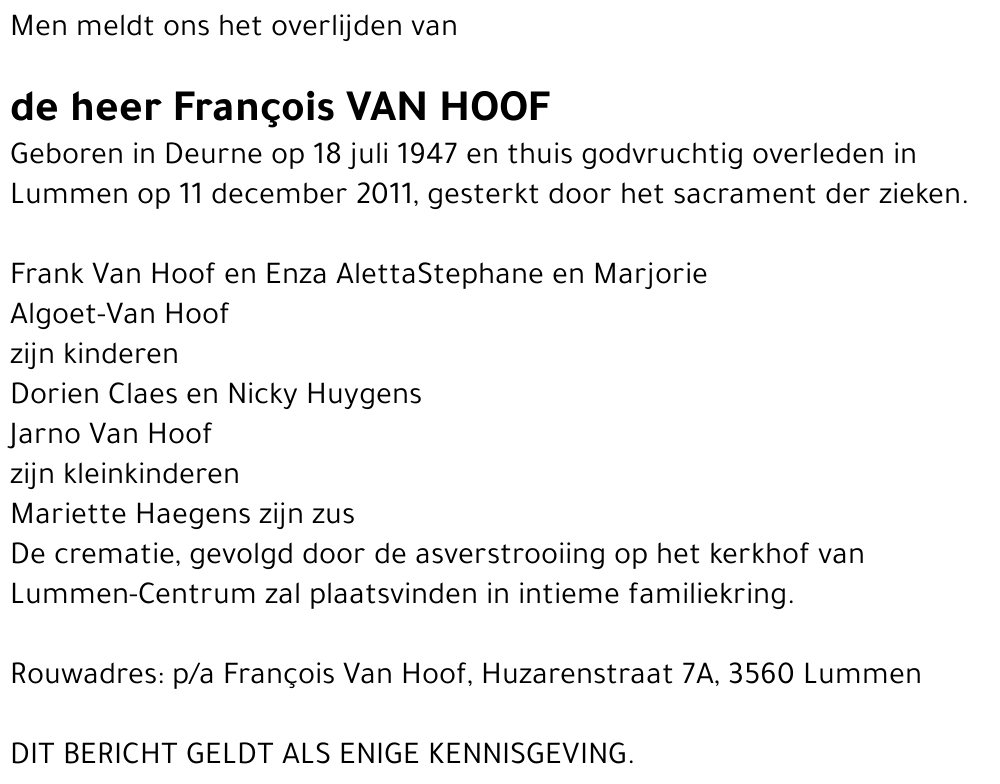 François VAN HOOF