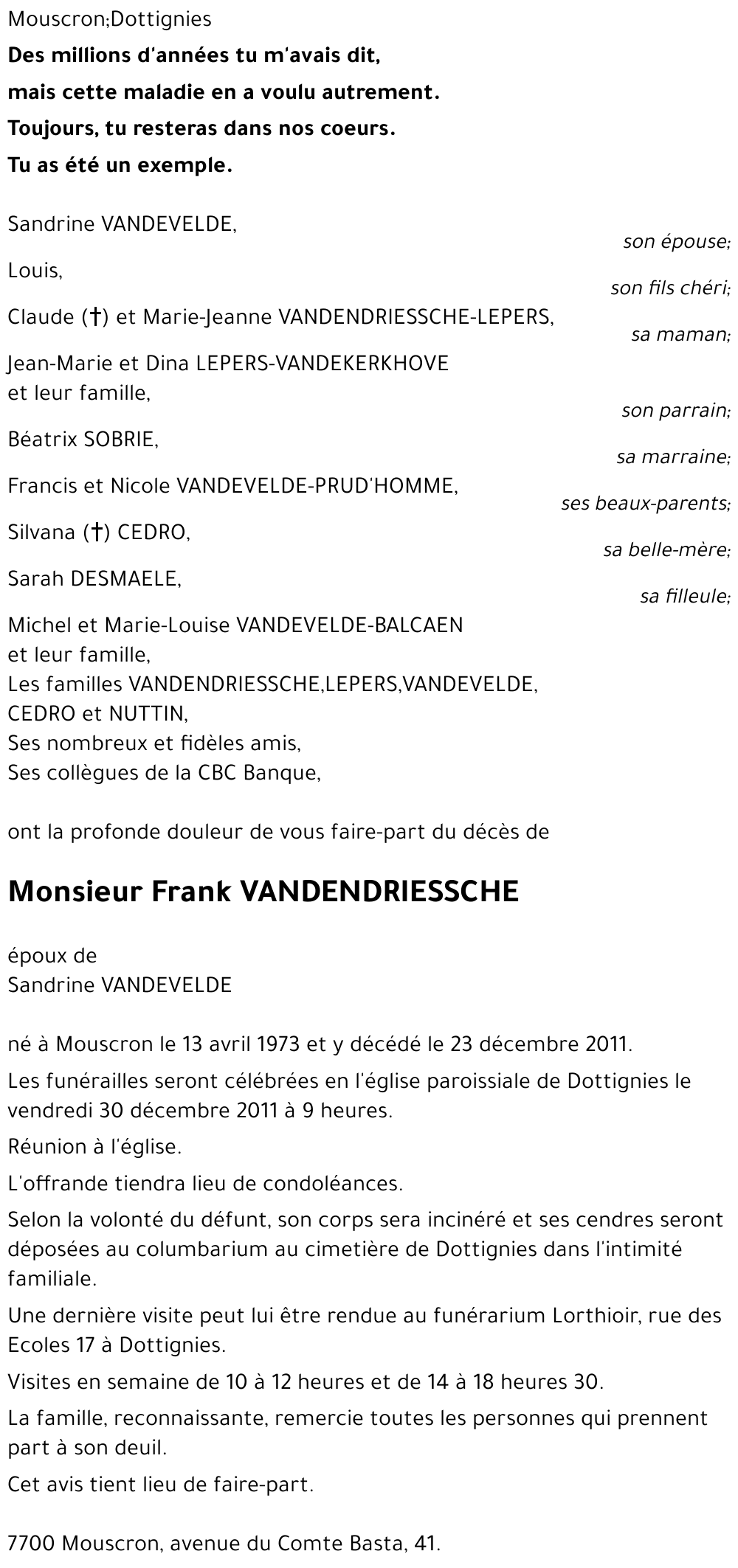 Frank VANDENDRIESSCHE