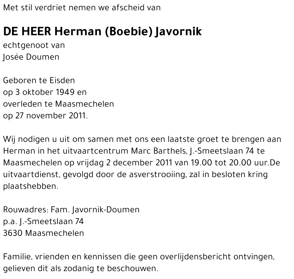 Herman (Boebie) Javornik