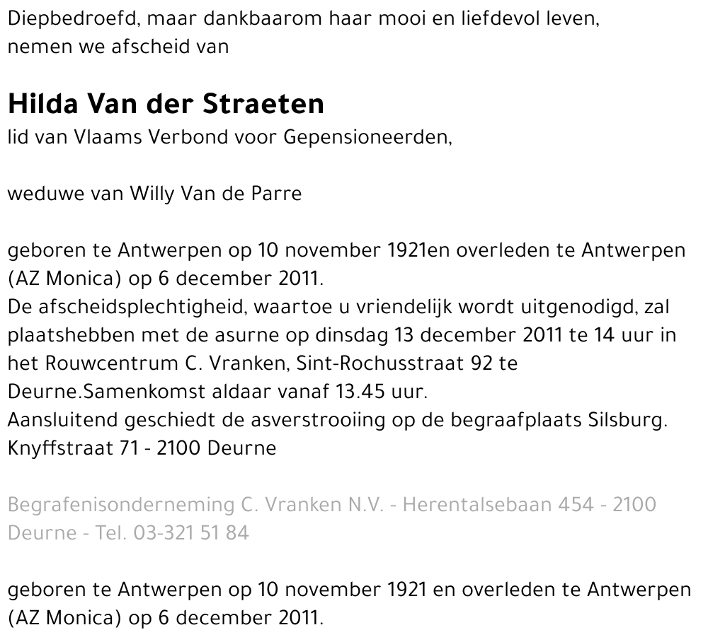 Hilda Van der Straeten