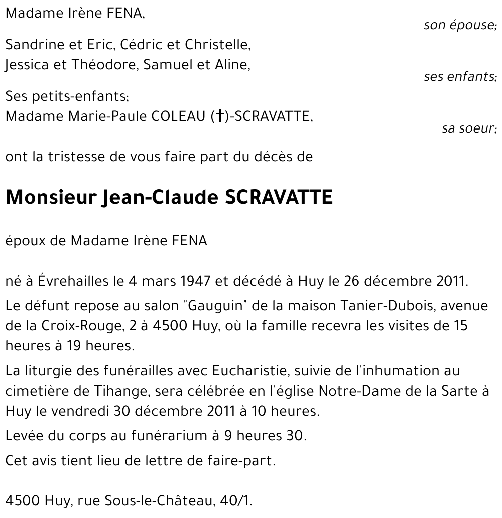Jean-Claude SCRAVATTE