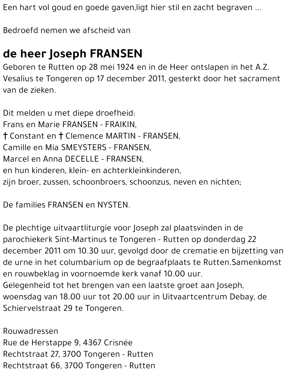 Joseph FRANSEN