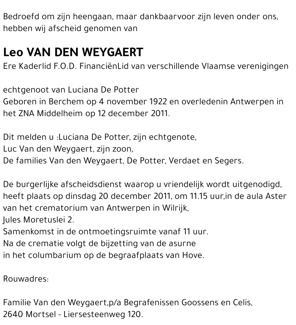 Leo Van den Weygaert